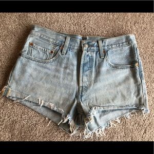 Levi’s distressed high waisted shorts